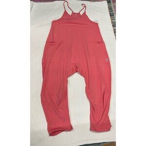 Free People Movement Hot Shot Jumpsuit Hibiscus Tulip Pink Sz Medium NWT READ